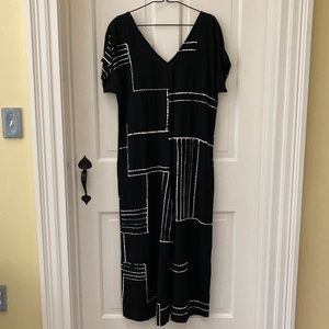 NWT Jumpsuit Bel Kazan Odine - Wide Leg, Linen Blend - Medium - Black & White